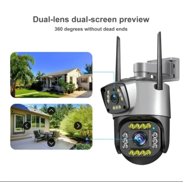 V390 Pro WIFI Dual Lens 3MP PTZ Outdoor Wifi Security Camera