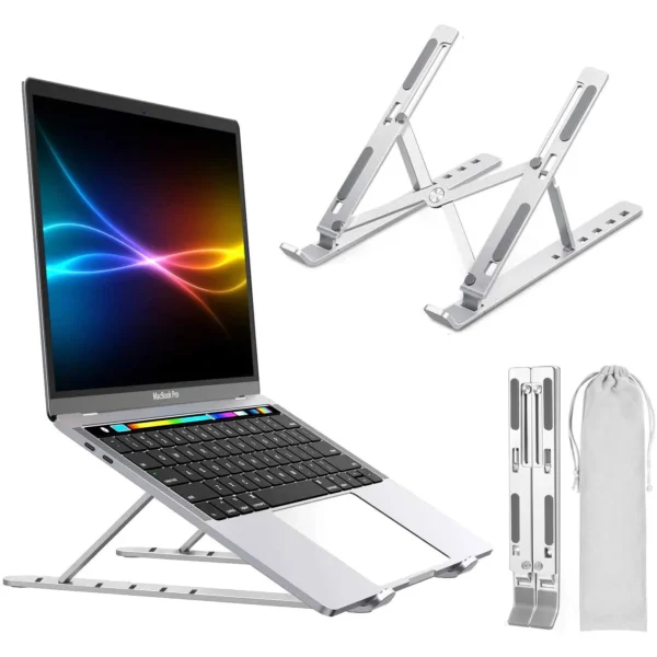 Portable & Foldable Aluminium Laptop Stand SILVER - Image 2